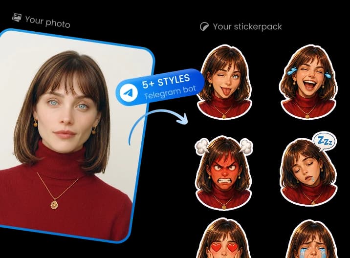 A portrait photo turned into a Telegram sticker pack
